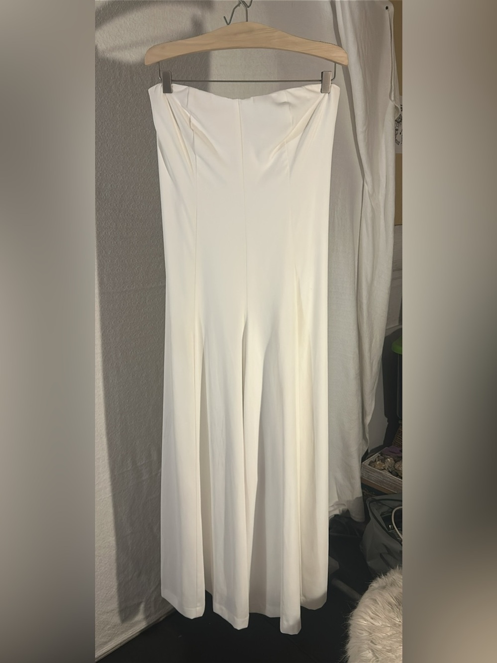 Rosetta Getty Strapless Wide-Leg Jumpsuit in White